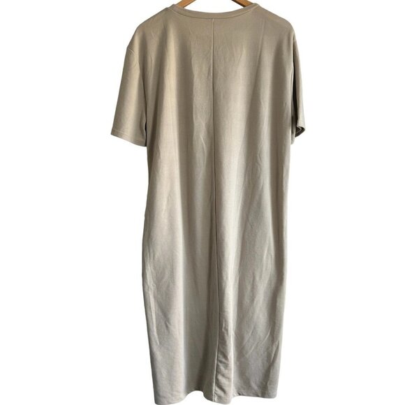 ZARA Oversized Taupe Short Sleeve Casual Midi Tunic Dress US L - Picture 4 of 8